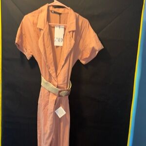 Zara Peach Belted Women's jumpsuit